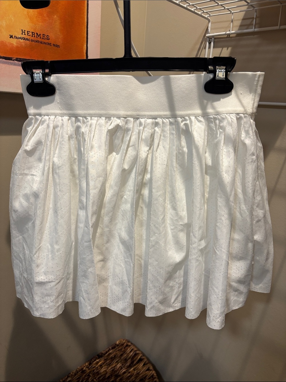 White Eyelet Gathered Mini Skirt - Women